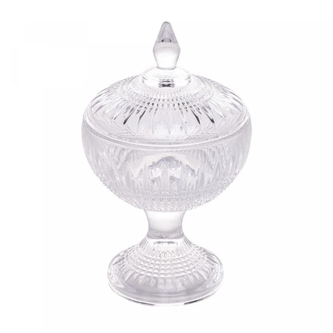 Potiche Bomboniere em Cristal de Chumbo com Pé 18cm Queen