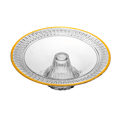 Prato para Bolo Boleira com Pé Radial em Cristal Fio de Ouro 32cm