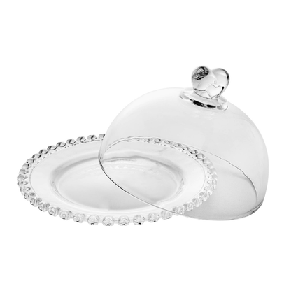 Queijeira de Cristal de Chumbo Tampa Coração 19,5 cm