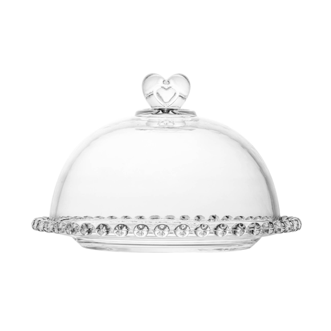 Queijeira de Cristal de Chumbo Tampa Coração 19,5 cm