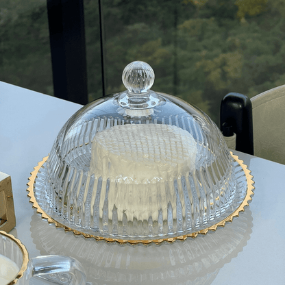 Queijeira Imperatriz em Cristal Fio de Ouro 20cm