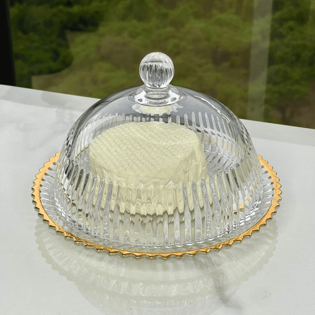 Queijeira Imperatriz em Cristal Fio de Ouro 20cm