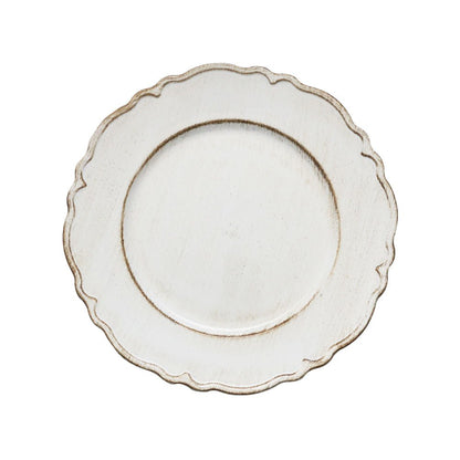 Sousplat Patinado de Plastico Moon Branco 33cm