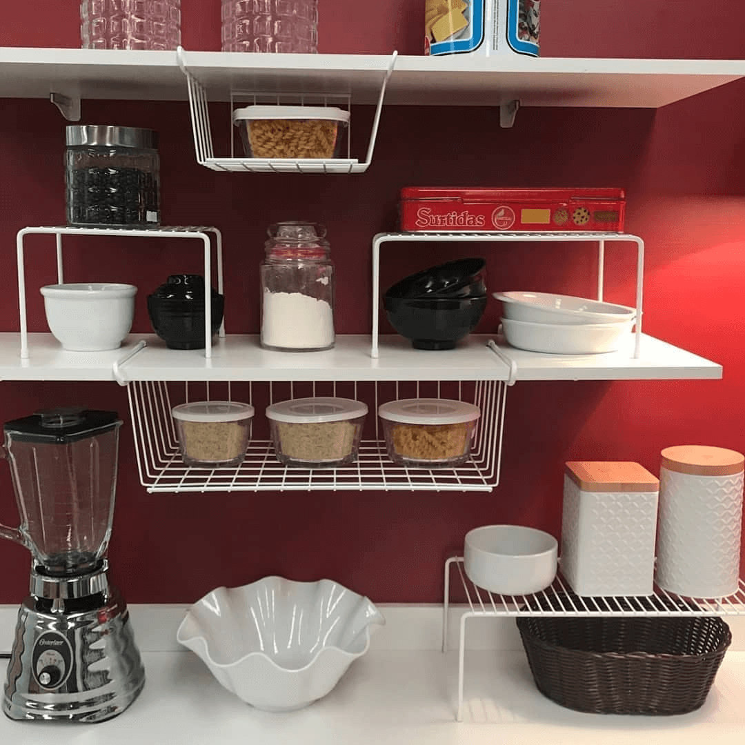 Suporte Organizador de Armário Grande 44,5cm Branco Design Moderno