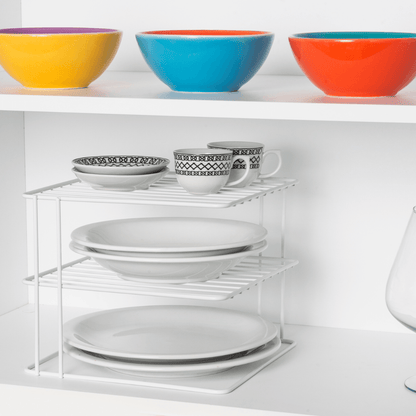 Suporte Organizador de Pratos 3 Níveis 26cm Branco Alta Resistência