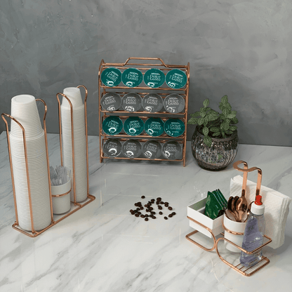 Suporte Organizador Porta Copos 200ml e 50/80ml Porta Mexedores Rose Gold