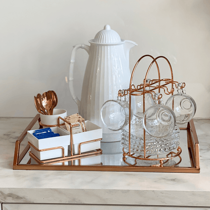 Organizador para Sachês de Açúcar/Adoçante e Mexedor Rose Gold