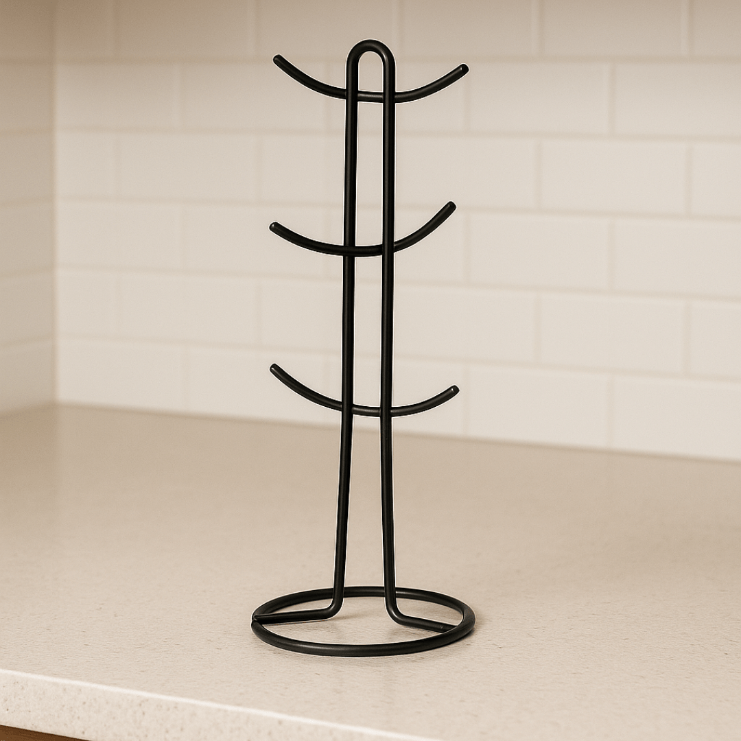 Suporte para Xícaras e Canecas em Aço Preto 15,2cm