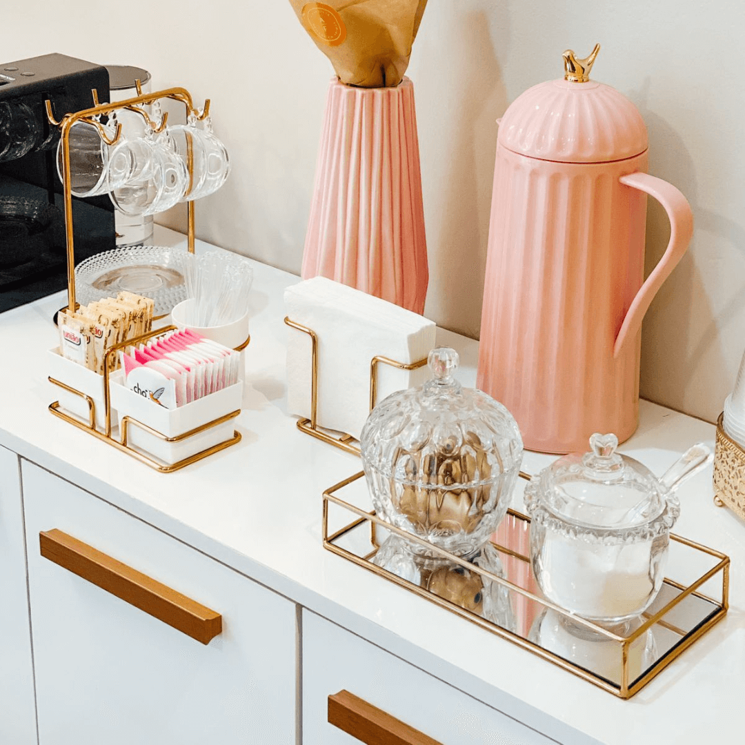 Suporte Porta Pires e Xícaras De Chá Rose Gold - 22,5 cm