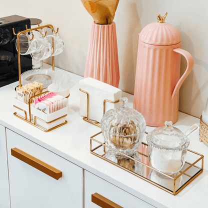 Suporte Porta Pires e Xícaras De Chá Rose Gold - 22,5 cm