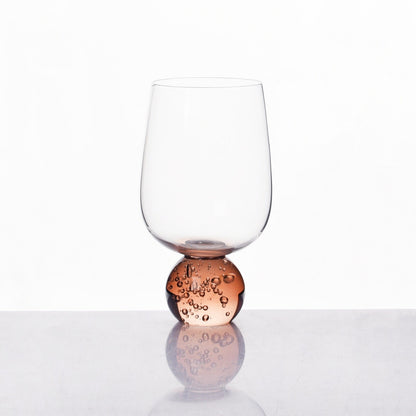 Taça Copo para Vinho Vidro com Base Esfera Transparente e Âmbar 540ml