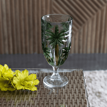 Taça Cristal De Chumbo Palm Tree Handpaint 450ml