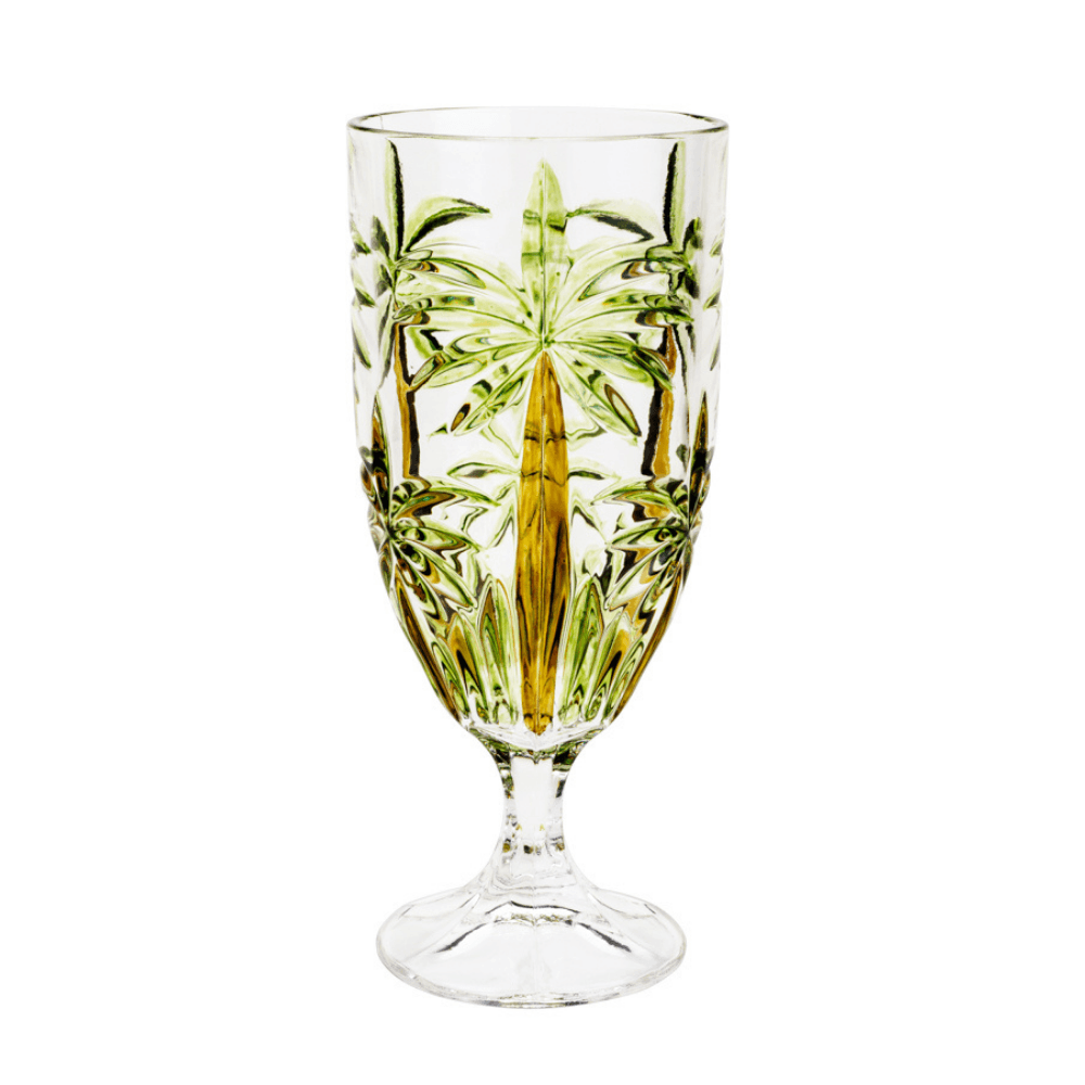 Taça Cristal De Chumbo Palm Tree Handpaint 450ml