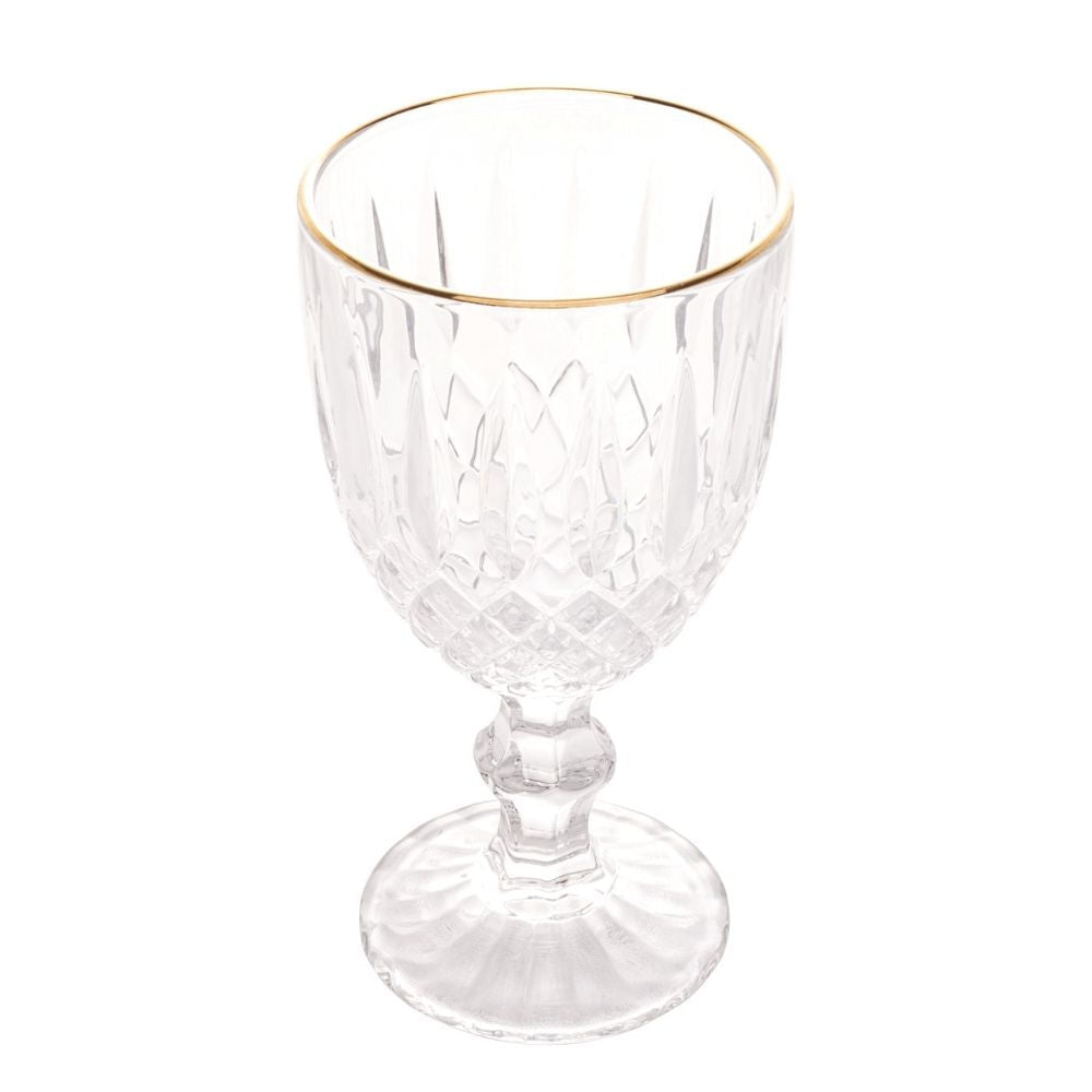 Taça de Vidro Para Água Com Fio de Ouro Greek - 345ml