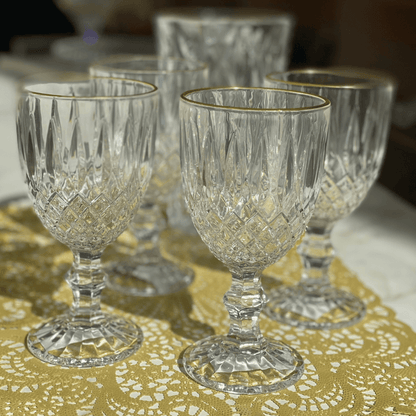 Taça de Vidro Para Água Com Fio de Ouro Greek - 345ml