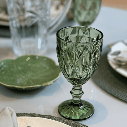 Taça Para Água De Vidro Verde Diamond - 325 ml