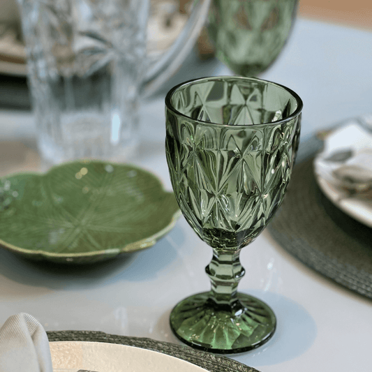Taça Para Água De Vidro Verde Diamond - 325 ml