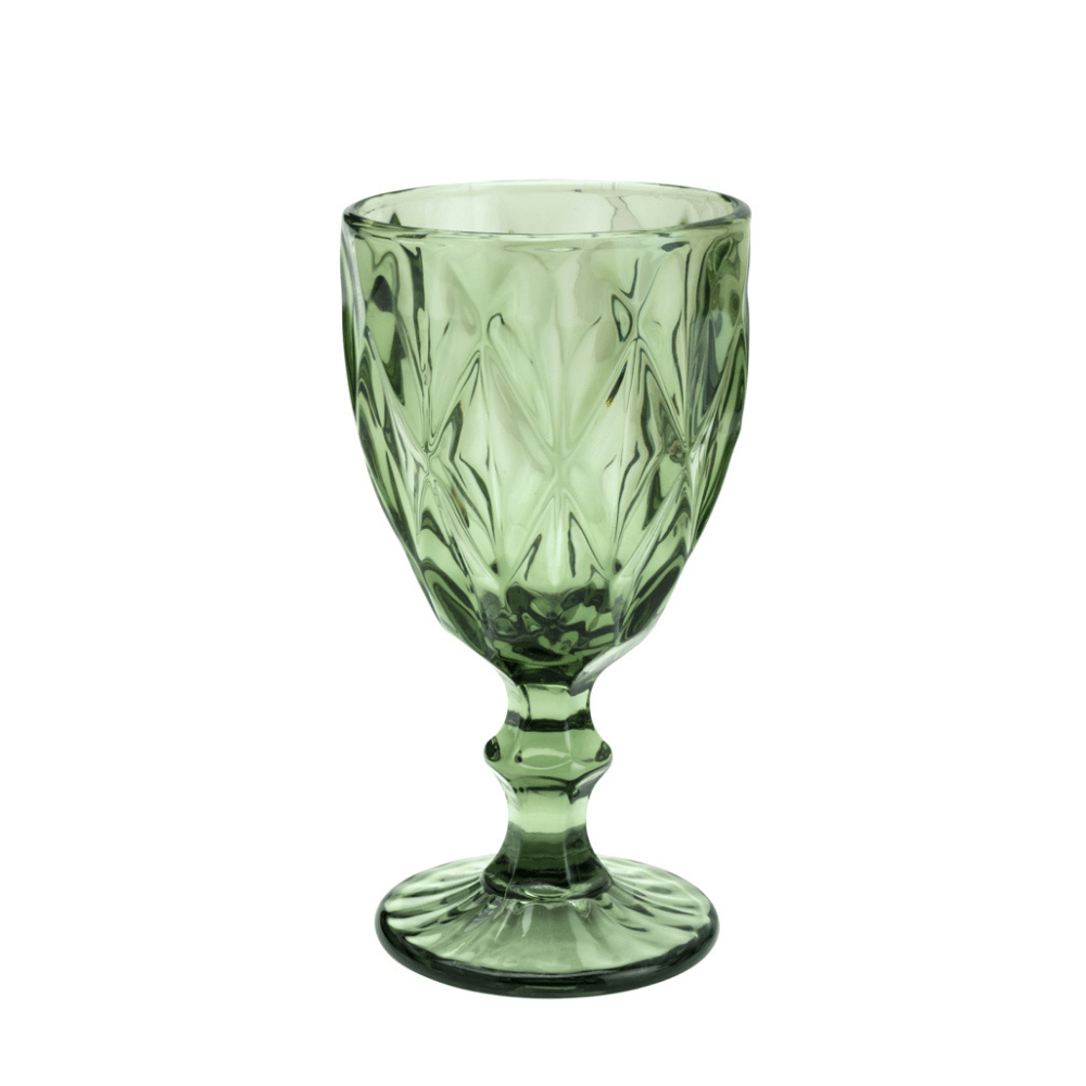 Taça Para Água De Vidro Verde Diamond - 325 ml