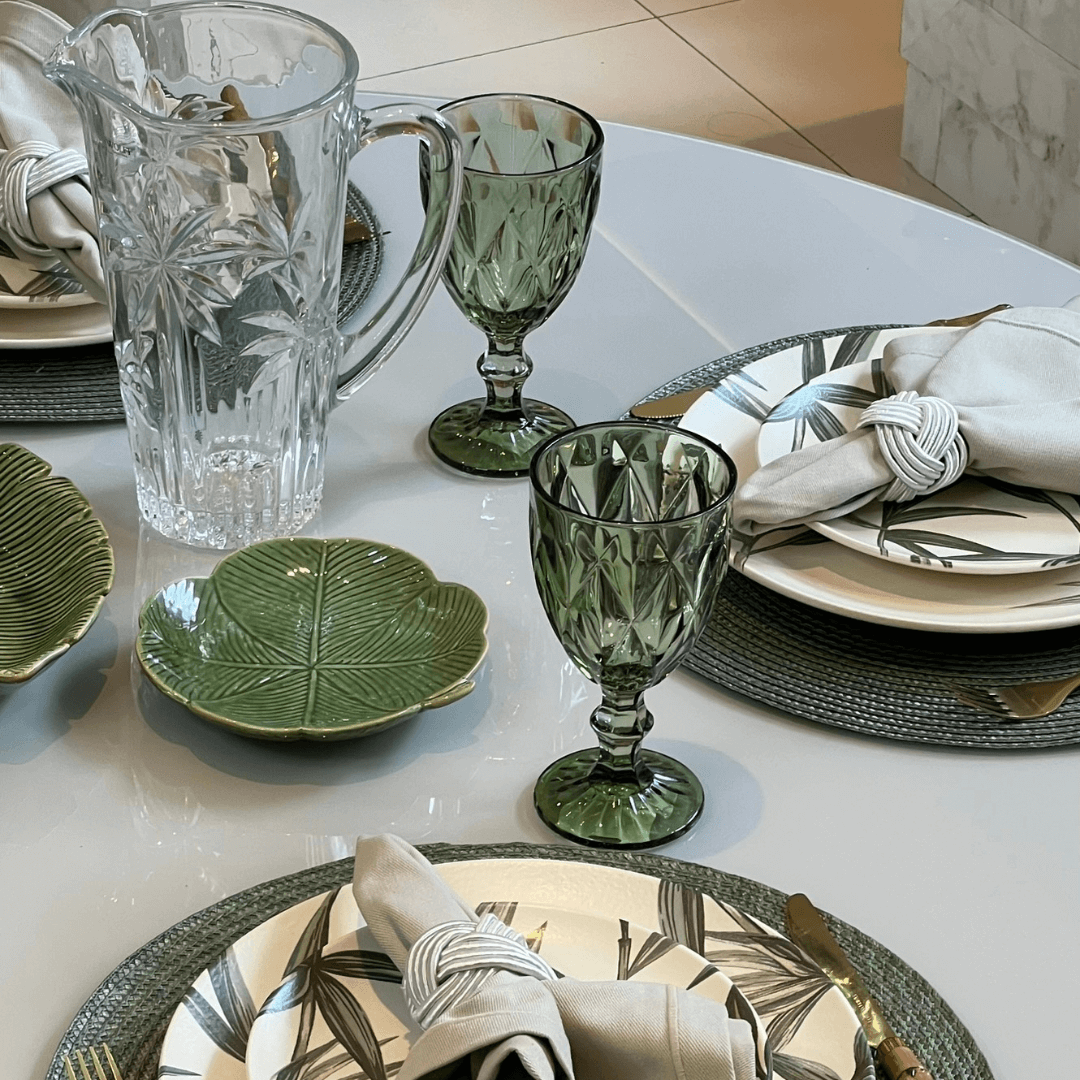 Taça Para Água De Vidro Verde Diamond - 325 ml