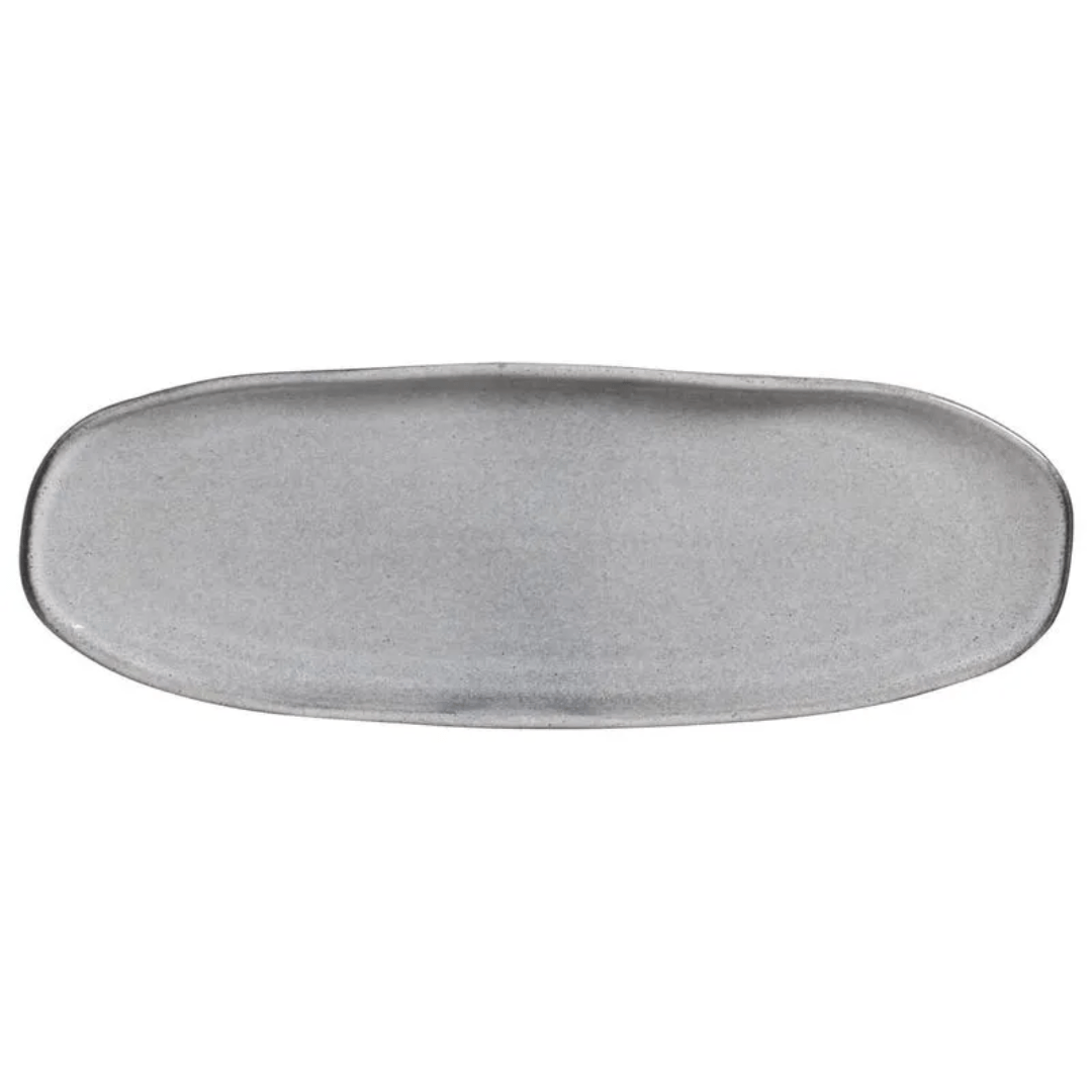 Travessa Oval Rasa Orgânica Dust Cinza 36cm