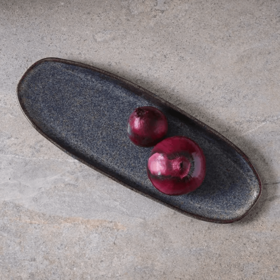 Travessa Oval Rasa Orgânico Titanium Preta 36cm