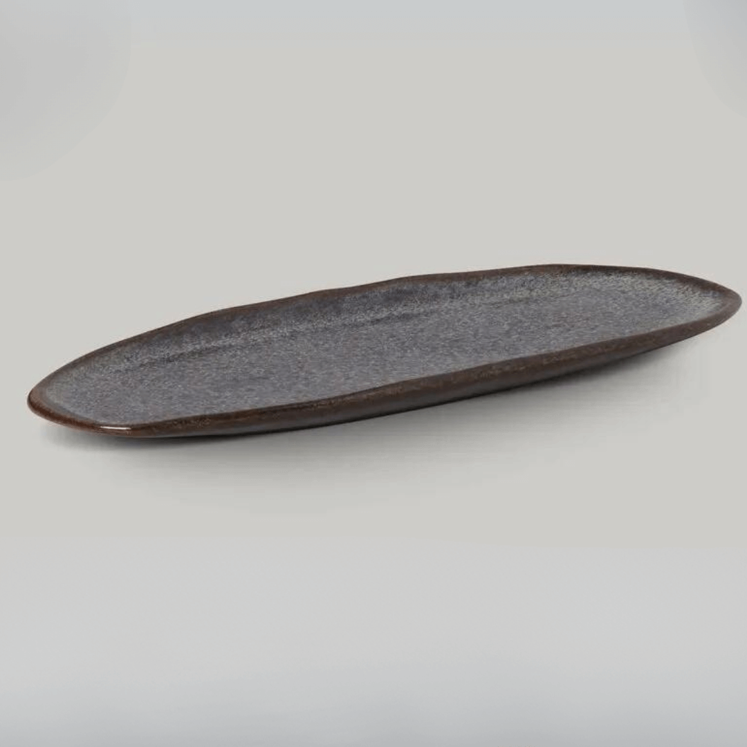 Travessa Oval Rasa Orgânico Titanium Preta 36cm