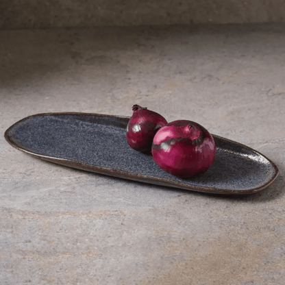 Travessa Oval Rasa Orgânico Titanium Preta 36cm