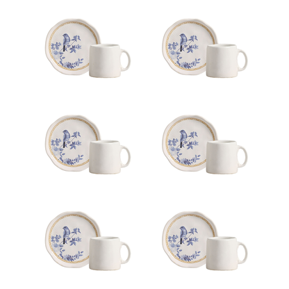 Jogo 6 Xicaras de Café com Pires Iris Azul 100ml