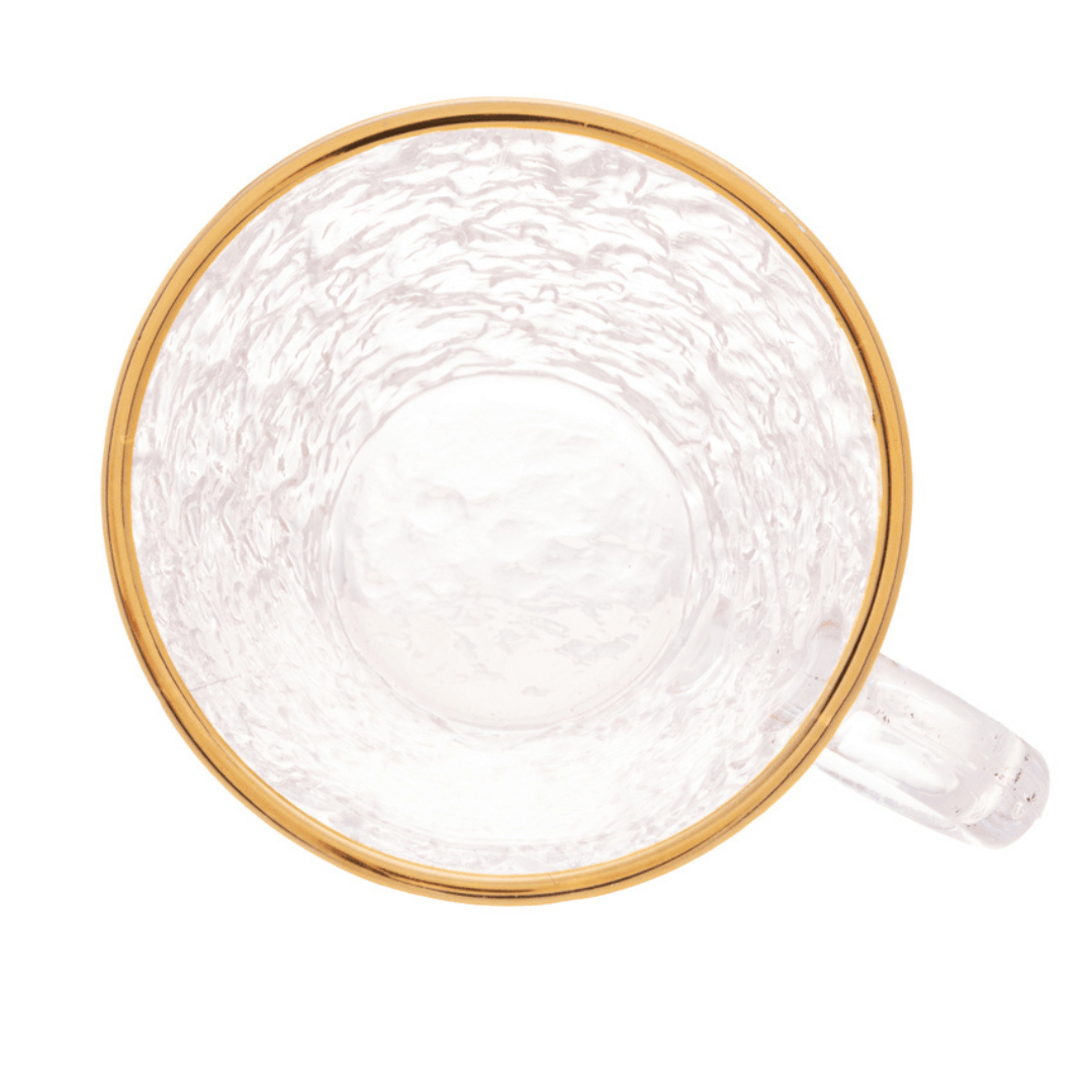 Xícara de Café Petra Cristal Ecológico com Pires e Borda Dourada 70ml