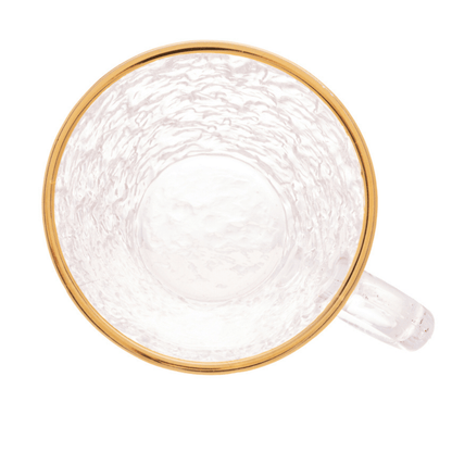 Xícara de Café Petra Cristal Ecológico com Pires e Borda Dourada 70ml