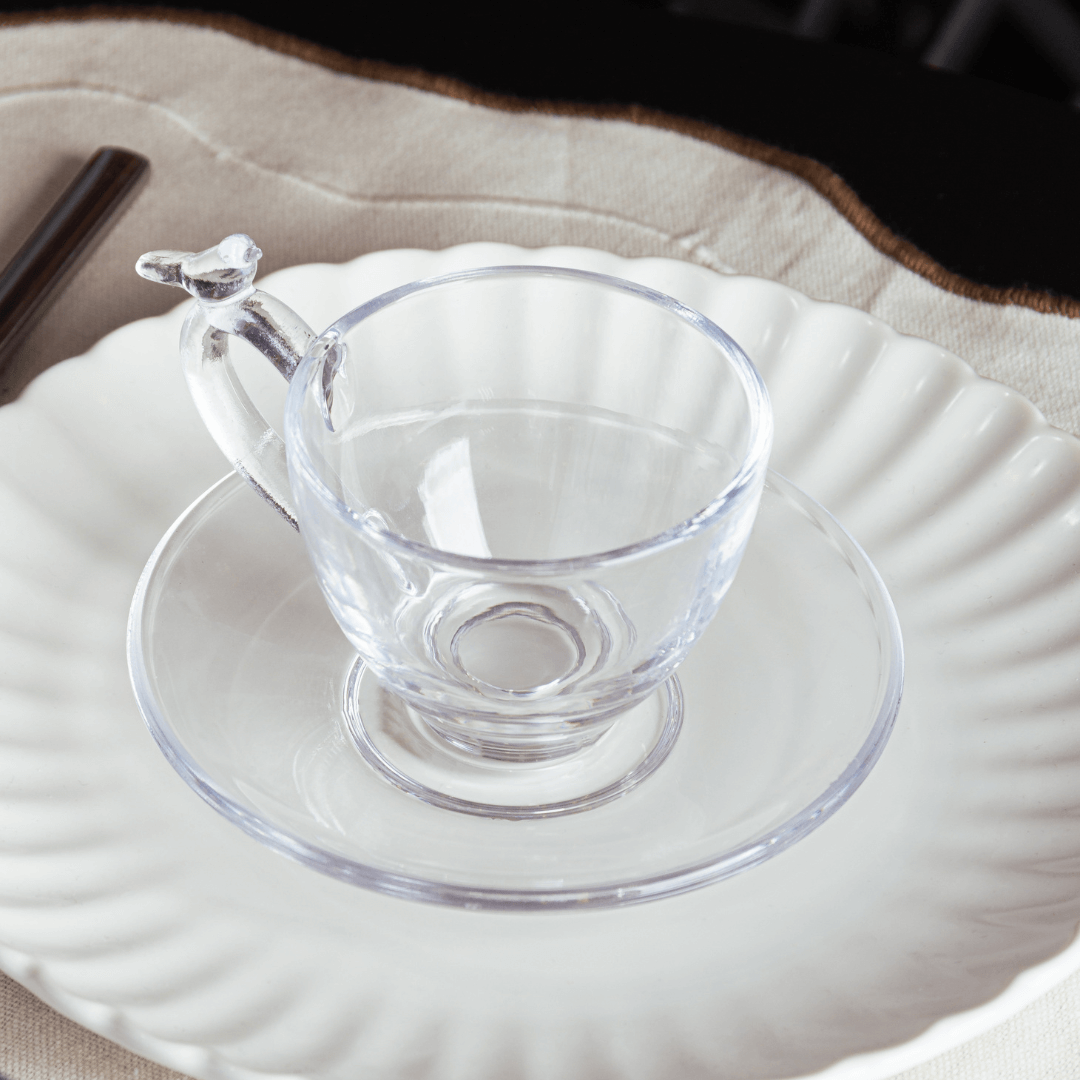 Jogo 4 Xícaras de Café Bird com Pires Cristal 80ml