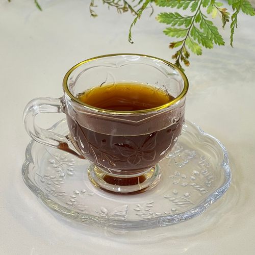 Xicara de Café com Pires de Cristal Fio de Ouro New Butterfly 80ml