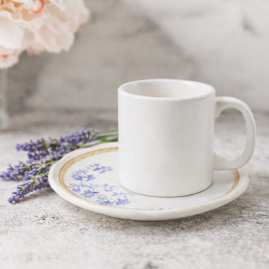 Jogo 6 Xicaras de Café com Pires Iris Azul 100ml